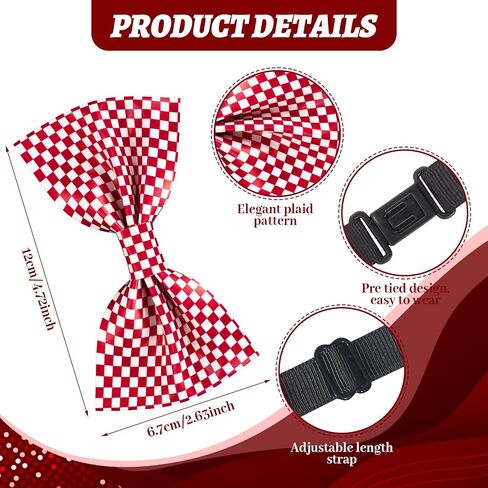 Checkered Bow Tie Leather Men Plaid Bowtie Gingham Pre Tied Bowtie for Male Tuxedo Wedding Father Day Grad Prom in Saudi Arabia