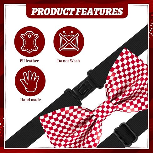 Checkered Bow Tie Leather Men Plaid Bowtie Gingham Pre Tied Bowtie for Male Tuxedo Wedding Father Day Grad Prom in Saudi Arabia