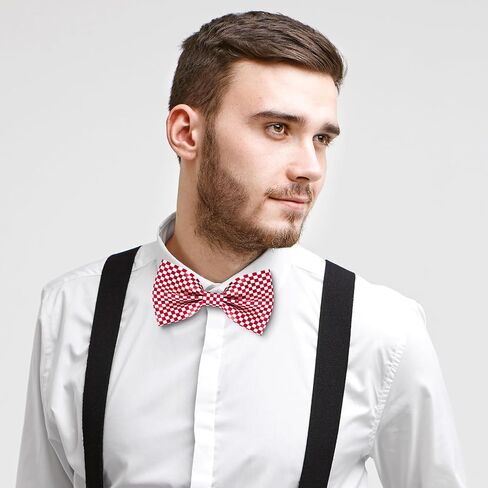 Checkered Bow Tie Leather Men Plaid Bowtie Gingham Pre Tied Bowtie for Male Tuxedo Wedding Father Day Grad Prom in Saudi Arabia
