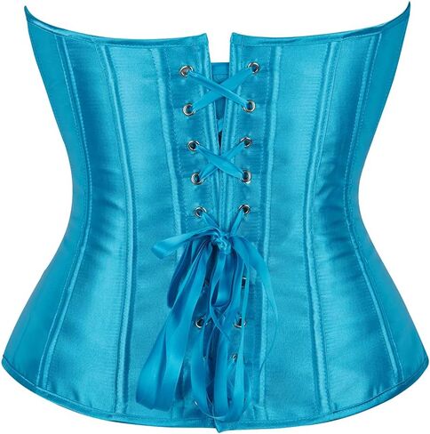Women's Satin Corsets Top Lace Up Boned Overbust Corset bustier Lingerie Body Shaper Bustier in Saudi Arabia