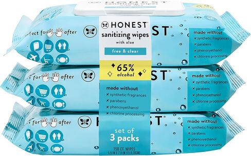 The Honest Company Sanitizing Alcohol Wipes | Kills 99% of Germs, Made With Aloe | Unscented, 50 Count (1 Pack) in Saudi Arabia