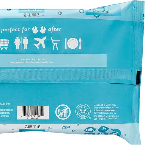 The Honest Company Sanitizing Alcohol Wipes | Kills 99% of Germs, Made With Aloe | Unscented, 50 Count (1 Pack) in Saudi Arabia