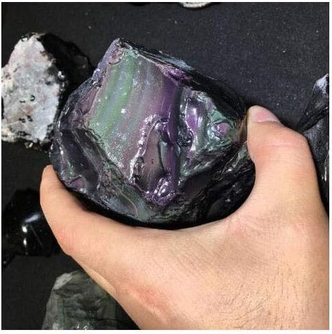 Natural Obsidian Healing Crystal Raw Gemstones Rocks Stones One Piece for Home Office Decoration, Tumbling, Polishing, Crystal Healing in Saudi Arabia
