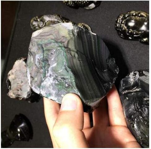 Natural Obsidian Healing Crystal Raw Gemstones Rocks Stones One Piece for Home Office Decoration, Tumbling, Polishing, Crystal Healing in Saudi Arabia