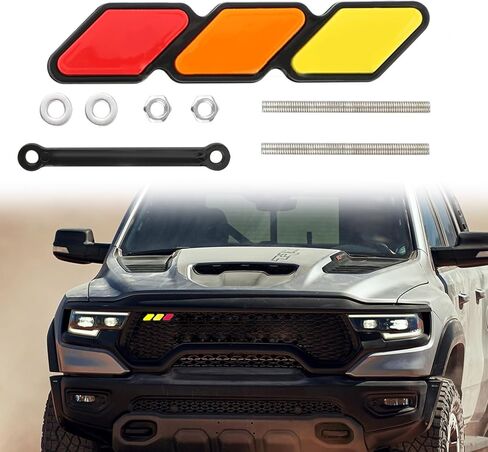 قطعة واحدة من شعار شارة الشبكة ثلاثية الألوان، ملحق أنيق مصمم للتوافق مع معظم المركبات (الأصفر والبرتقالي والأحمر) in Kuwait