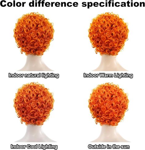 3 Pcs Mrs Roper Wig Short Curly Red Orange Wig for Women Red Afro Wig with Orange Jewelry Necklace for Halloween Costume Party Disco Retro Wig Outfit Large Head XL Wig Synthetic Wig +Wig Cap ﻿ in Saudi Arabia