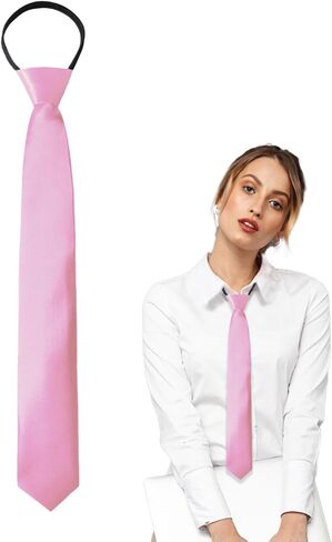 Womens Tie, Pre Tied Black/Red Ties for Women Adjustable Zipper Womens Necktie in Saudi Arabia
