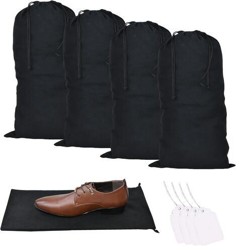 GONGKANGYUAN 4 Pack Shoe Bags for Travel Flannel Single Shoe Pouch with Drawstring for Men Women Travel Protecting Storing Shoes in Saudi Arabia