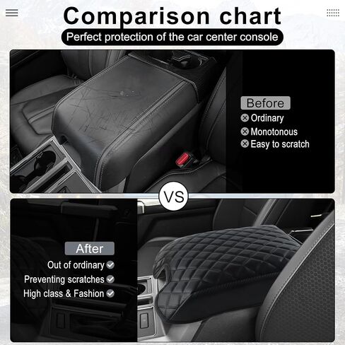 Amiss Car Center Console Cover Compatible with Tesla Model 3 Model Y 2017-2023, Leather Waterproof Auto Armrest Storage Box Cushion, Car Armrest Box Cover Decor Accessories Interior (Black) in Saudi Arabia