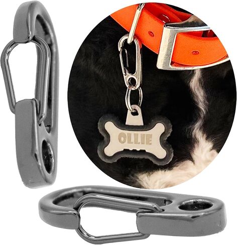 2-Pack Dog Tag Clip for Collars - Switch Dog Tags with Ease - Dog Tag Holder for Pet Collar - Heavy Duty Carabiner Quick Release Clip (Silver) in Kuwait