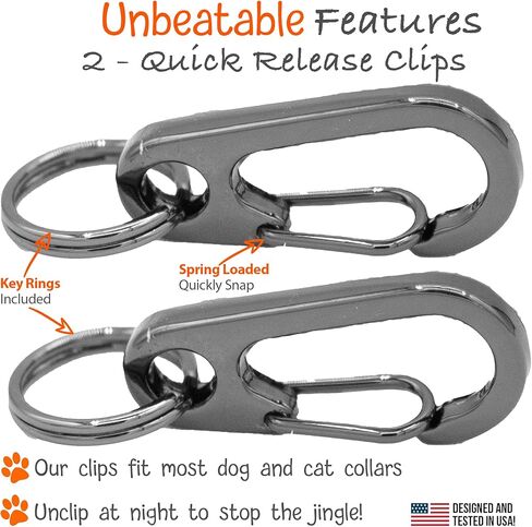 2-Pack Dog Tag Clip for Collars - Switch Dog Tags with Ease - Dog Tag Holder for Pet Collar - Heavy Duty Carabiner Quick Release Clip (Silver) in Kuwait