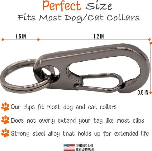 2-Pack Dog Tag Clip for Collars - Switch Dog Tags with Ease - Dog Tag Holder for Pet Collar - Heavy Duty Carabiner Quick Release Clip (Silver) in Kuwait