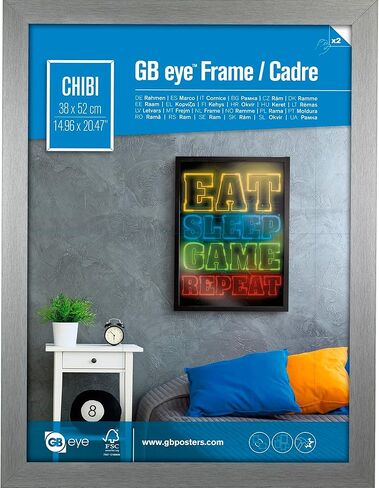 إطار GB Eye 20.5x15 MDF، إطار ملصق خشبي فضي FSC، زجاج مقاوم للخدش، شاشة تثبيت على الحائط أفقيًا وعموديًا لمعرض الصور وديكور غرفة المنزل والمكتب in Saudi Arabia