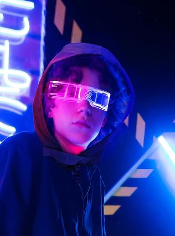 Guayma LED Light Up Glasses with Balaclava Face Mask-Cyberpunk Futuristic Glow In Dark Glasses For Adults Mardi Gras Party in Saudi Arabia