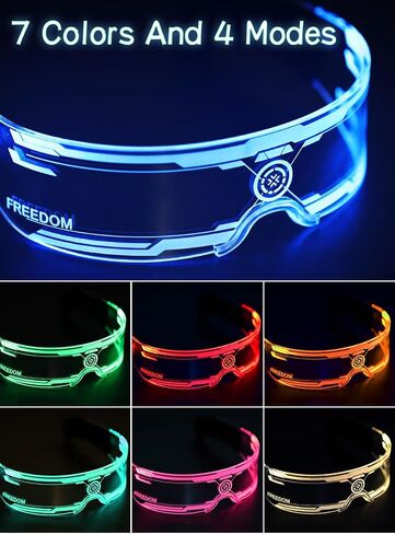 Guayma LED Light Up Glasses with Balaclava Face Mask-Cyberpunk Futuristic Glow In Dark Glasses For Adults Mardi Gras Party in Saudi Arabia