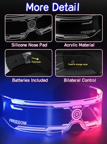 Guayma LED Light Up Glasses with Balaclava Face Mask-Cyberpunk Futuristic Glow In Dark Glasses For Adults Mardi Gras Party in Saudi Arabia