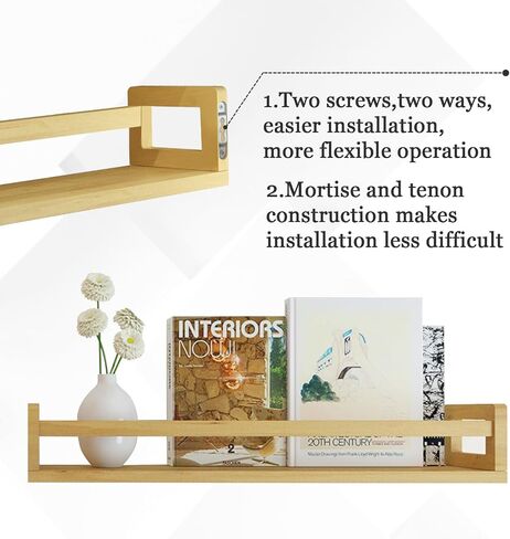 Floating Nursery Book Shelves for Wall, 15.7 Inch Nature Solid Wood Wall Mounted Bookshelf Set of 3, Hanging Bookshelves for Kids Room, Bedroom Nursery Decor and Book Storage (White) in Kuwait