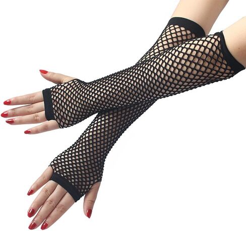 Halloween Sketeton Bones Gloves,80s Fishnet Gloves for Women Girls Costume Accessories in Theme Party in Saudi Arabia
