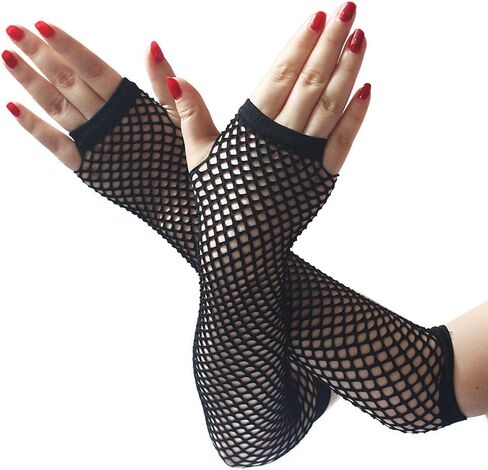 Halloween Sketeton Bones Gloves,80s Fishnet Gloves for Women Girls Costume Accessories in Theme Party in Saudi Arabia