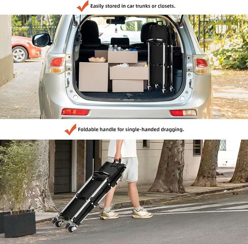 YITAHOME Folding Service Cart with Wheels, 3 Shelf Rolling Foldable Utility Cart, Heavy Duty Collapsible Tool Cart 300LBS, Portable Folding Food Cart for Home Kitchen Garage Restaurant Storage Black in Saudi Arabia