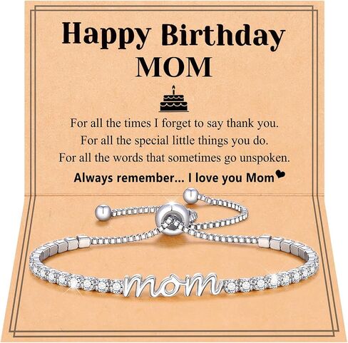 UNGENT THEM Happy Birthday Gifts-Mom Daughter Bestie Cubic Zirconia Tennis Bracelet Christmas Valentins's Day Gifts for Women Her Friends in Saudi Arabia