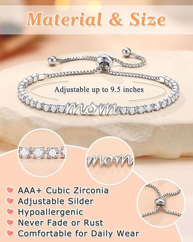 UNGENT THEM Happy Birthday Gifts-Mom Daughter Bestie Cubic Zirconia Tennis Bracelet Christmas Valentins's Day Gifts for Women Her Friends in Saudi Arabia