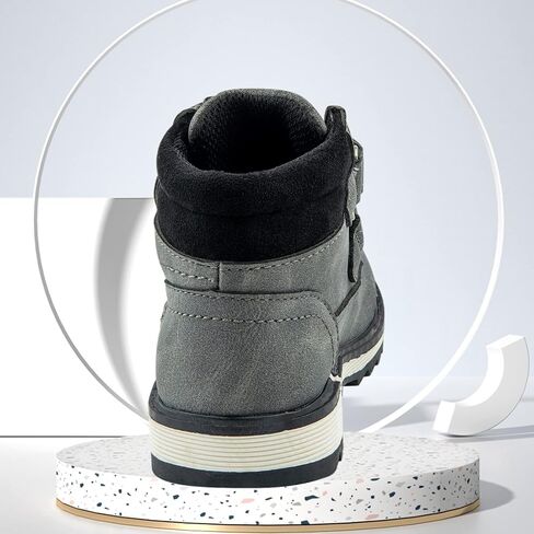 Kids' Hiking Work Boots for Boys Girls, Waterproof Outdoor Ankle Boots with Hook and Loop in Saudi Arabia