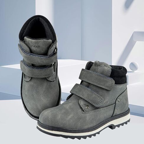 Kids' Hiking Work Boots for Boys Girls, Waterproof Outdoor Ankle Boots with Hook and Loop in Saudi Arabia