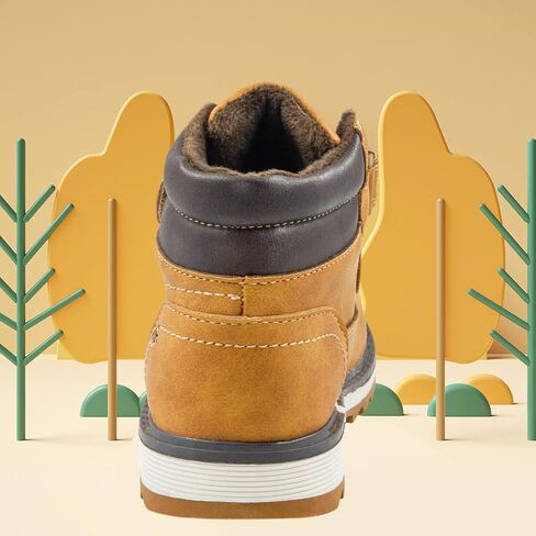 Kids' Hiking Work Boots for Boys Girls, Waterproof Outdoor Ankle Boots with Hook and Loop in Kuwait