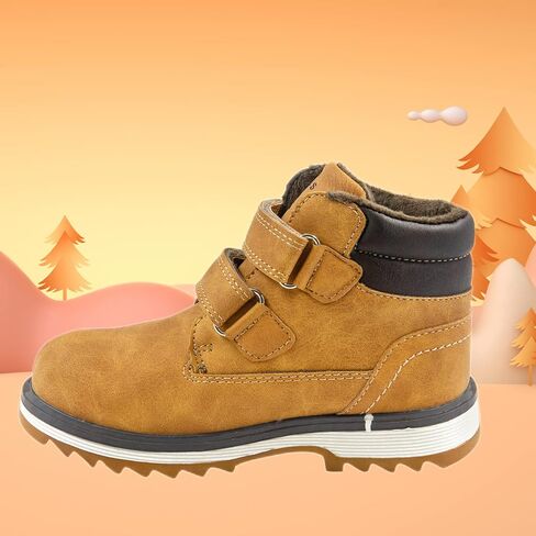 Kids' Hiking Work Boots for Boys Girls, Waterproof Outdoor Ankle Boots with Hook and Loop in Kuwait