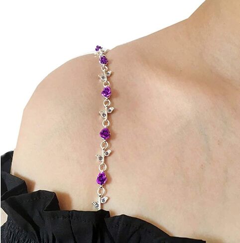 1 Pair Adjustable Shoulder Bra Straps Rose Flower Decorative Replacement Bra Chain Straps in Saudi Arabia