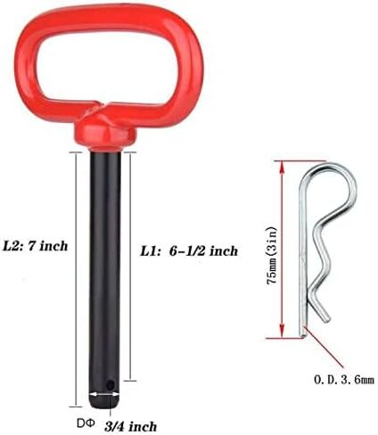 1 حزمة دبوس وصلة قطر الرأس ومشبك وصلة ربط كليفيس مع مقبض مطلي بالمطاط (3/4 بوصة × 6-1/2 بوصة) in Kuwait