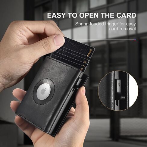 Airtag Wallet, Men Wallet with Coin Compartment RFID Protection, Slim Wallet Holds 10+ Cards, Magnetic Design and Eject Mechanism Credit Card Case for Men (Airtag Not Included in Product) in Saudi Arabia
