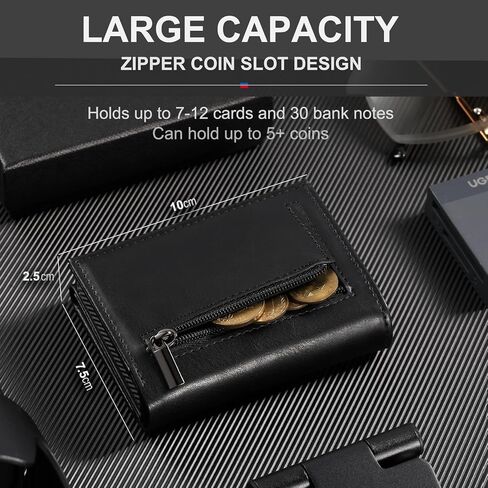 Airtag Wallet, Men Wallet with Coin Compartment RFID Protection, Slim Wallet Holds 10+ Cards, Magnetic Design and Eject Mechanism Credit Card Case for Men (Airtag Not Included in Product) in Saudi Arabia
