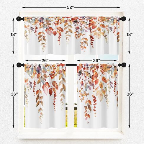 Halloween Kitchen Curtains Pumpkins Window Curtains Valance and Tier Set 36 Inch, Cemetery House Rod Pocket Short Tier Curtain for Room, Spooky Small Cafe Kitchen Decor in Saudi Arabia