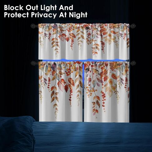 Halloween Kitchen Curtains Pumpkins Window Curtains Valance and Tier Set 36 Inch, Cemetery House Rod Pocket Short Tier Curtain for Room, Spooky Small Cafe Kitchen Decor in Saudi Arabia