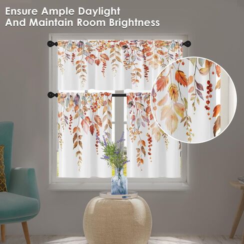 Halloween Kitchen Curtains Pumpkins Window Curtains Valance and Tier Set 36 Inch, Cemetery House Rod Pocket Short Tier Curtain for Room, Spooky Small Cafe Kitchen Decor in Saudi Arabia