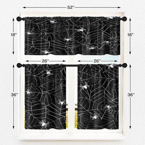 ستائر المطبخ للهالوين، ستائر النوافذ على شكل قرع، مجموعة طبقات وطبقات مقاس 36 بوصة، ستارة قصيرة الطبقة لجيب منزل المقبرة للغرفة، ديكور مطبخ مقهى صغير مخيف in Kuwait