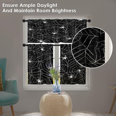 ستائر المطبخ للهالوين، ستائر النوافذ على شكل قرع، مجموعة طبقات وطبقات مقاس 36 بوصة، ستارة قصيرة الطبقة لجيب منزل المقبرة للغرفة، ديكور مطبخ مقهى صغير مخيف in Kuwait