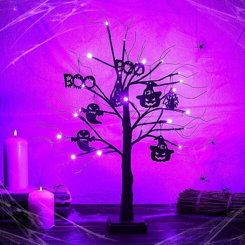 24LED Fall Tree Lighted Maple Tree,Thanksgiving Decoration Maple Leaf Table Tree,Timer Battery Operate Fall Decor Lights for Indoor Outdoor Holiday Autumn Harvest Xmas Party Home Decor in Saudi Arabia