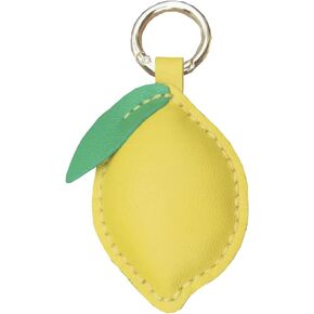 Lemon Shaped Key Chain, Real Leather Keychain, (yellow lemon)