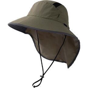 M/L/XL/XXL Unisex Mens Sun Hat with Neck Flap Sunglass Lock UPF 50 Wide Brim Fishing Hats Waterproof & Packable