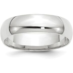 14k White Gold 6mm Comfort Fit Plain Classic Wedding Band Ring