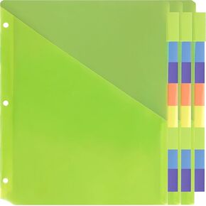 Darice 8-Tab Plastic Dividers 24 Pcs - Binder Dividers with Tabs - Multicolored Plastic Divider for 3 Ring Binder - File Organization – Ideal for School, Office