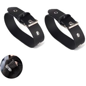2 Pack Kilt Extender Straps Adjustable Leather Band Cuff Belt Buckle Fastener Replacement for Coat Sleeve Dress Jacket Shoes Leg Thigh Garter, Black