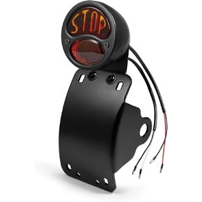 Amazicha LED License Plate Brake Light Tail Light with 1 Inch Axle Hole Curved Bracket Compatible for Harley Sporster Bobber Choppers