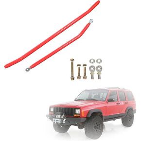 Red Steering Linkage Drag Link Tie Rod Upgrade Kit Crossover Steering Kits Replacement for 1984-2001 Cherokee XJ J0048827