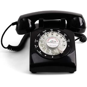 هاتف Peohud بقرص دوار، هاتف أرضي قديم مع وظيفة ميكانيكية ومكبر صوت، هاتف مكتبي سلكي عتيق للمنزل والمكتب والفندق، أسود in Kuwait