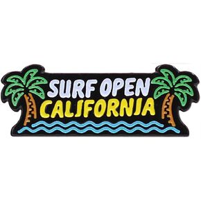 REAL SIC Surf Open Califonia Enamel Pin - Neon Sign Califonia, Sun, Surf & Palm Pin - California Souvenir Lapel Pin for Jackets, Backpacks, Hats, Bags & Tops
