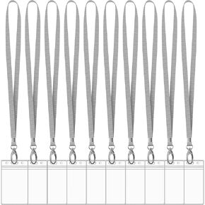 10 Pack Vertical ID Card Name Tag Badge Holders with Lanyards, Lanyard with Waterproof Extra Thick Plastic Clear Badge Holders, Sealable Zip Card Holder for Office School Staff IDs (Mix)